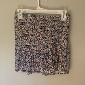Wild Fable Black and Orange Floral Mini Skirt